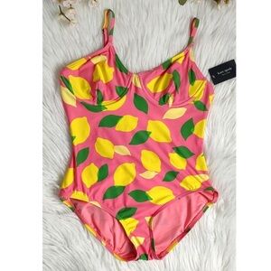 Kate Spade One Piece Swimsuit S Sea Star Underwire Lemons Pink Summer